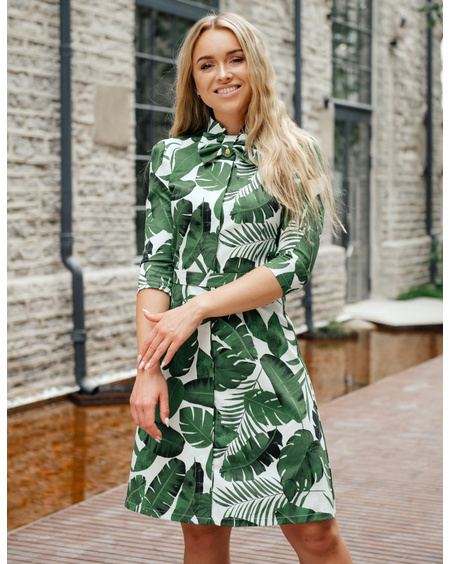 JUNGLE BOW  DRESS GREEN