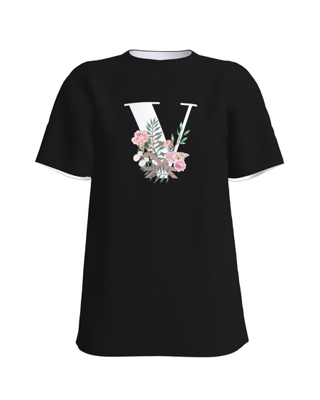 LETTER V FLORAN SLIM T-SHIRT BLACK