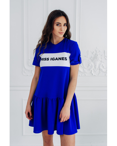 MISS IGANES PEARL FRILL DRESS BLUE