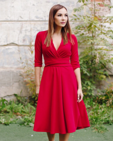 ELEGANT MIDI DRESS RED