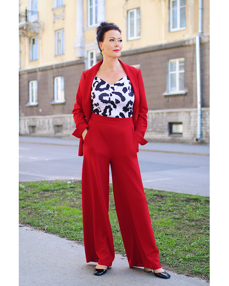 RED JACKET &  WIDE TROUSERS