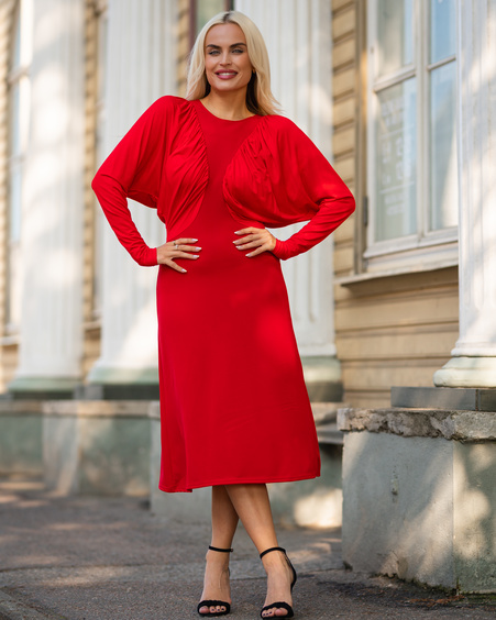 PARROT MIDI DRESS RED