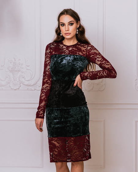 BLOCKS DRESS LACE BORDEAUX