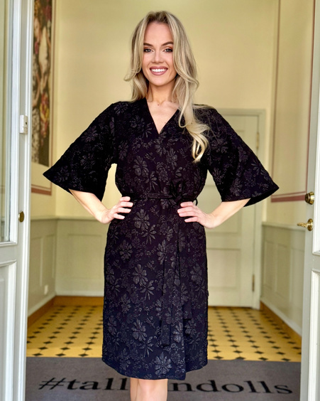 KIMONO JACQUARD DRESS BLACK