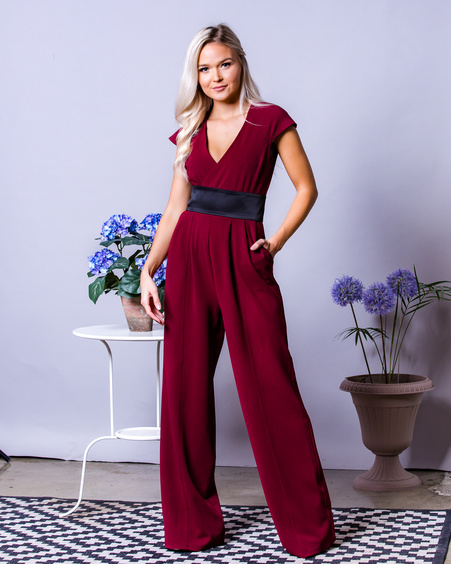 WRAP RAGLAN JUMPSUIT BORDEAUX