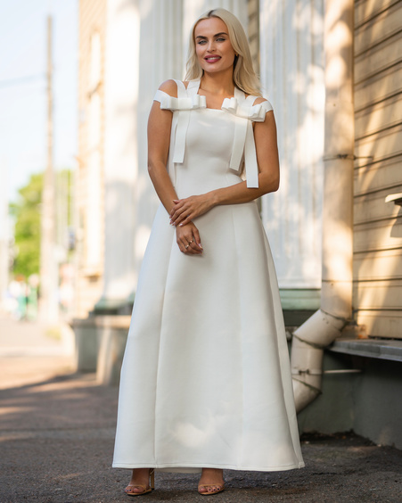 TRIPLE BOW MAXI DRESS WHITE