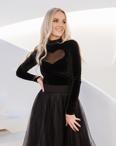 HEART BLOUSE VELVET BLACK