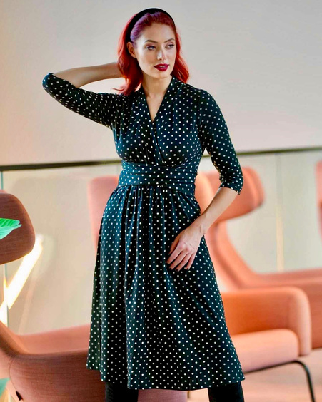 ELEGANT POLKA DOT DRESS BLACK