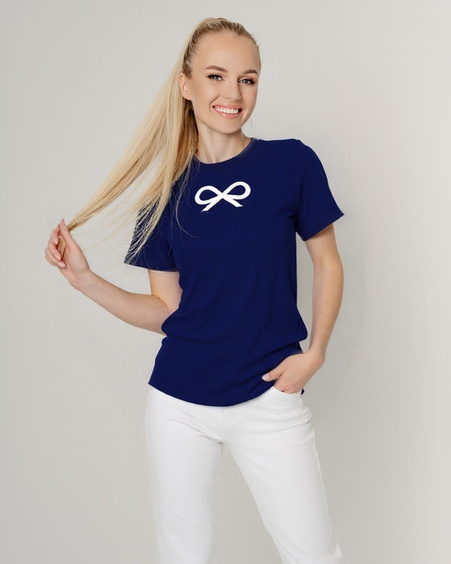 WHITE BOW SLIM T-SHIRT NAVY BLUE