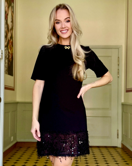 PURPOSE MINI DRESS FRINGE BLACK