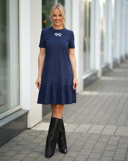 DOLLS FRILL DRESS DARK BLUE