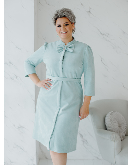 BOW SUEDE DRESS MINT