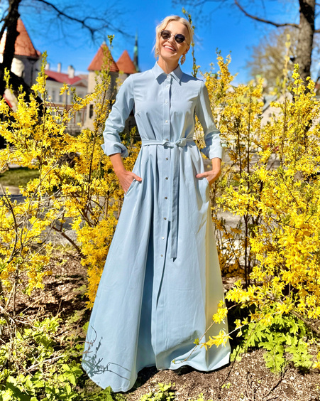 SHIRT MAXI DRESS LIGHT BLUE