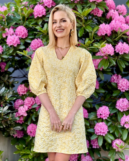 PUFF SLEEVE MINI DRESS YELLOW