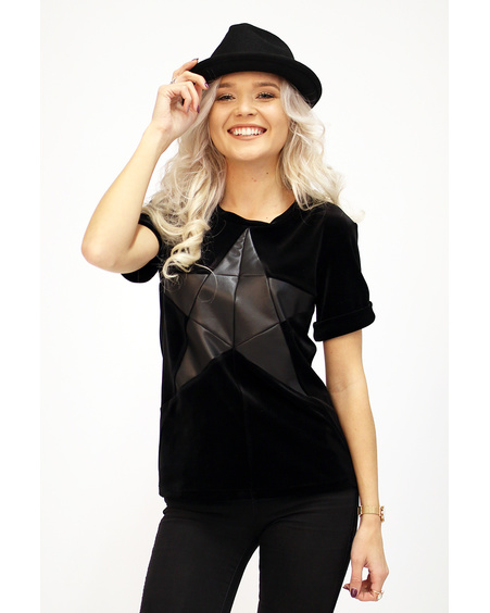 BLACK STAR BLACK VELVET T-SHIRT