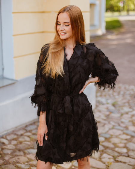FRINGE MOON DRESS BLACK