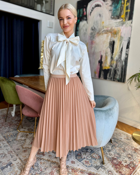 PLEATED MIDI SKIRT NUDE