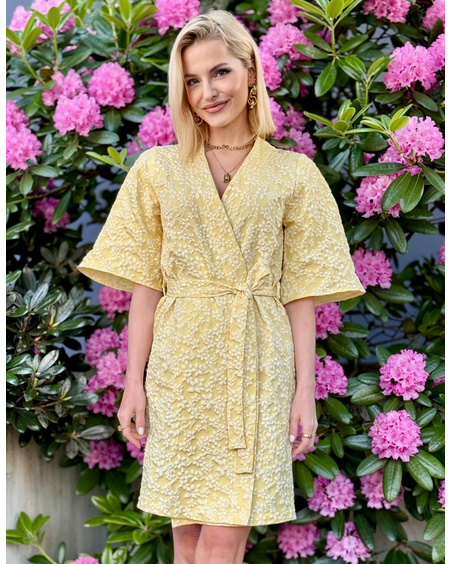 KIMONO JACQUARD DRESS YELLOW