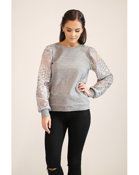 SILVER SLEEVE SWEATSHIRT GREY