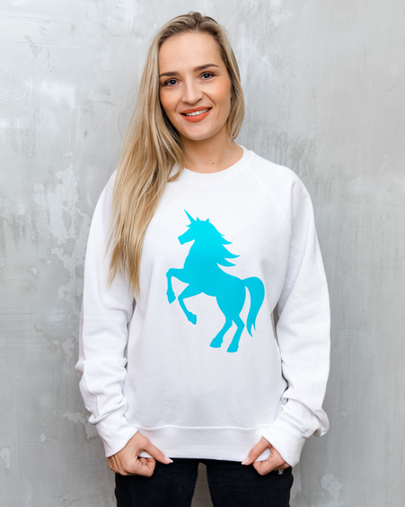 BLUE UNICORN UNISEX PRINT SWEATER