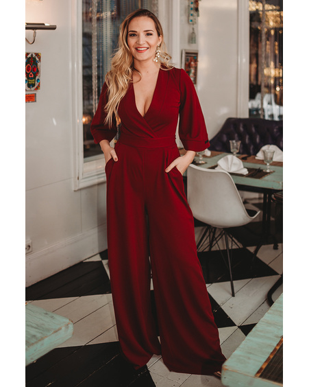 BORDEAUX WIDE SLEEVE JUMPSUIT