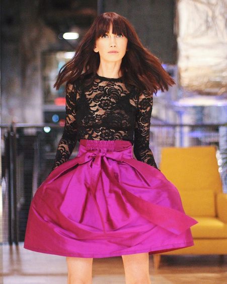 PURPLE BOW SILK SKIRT