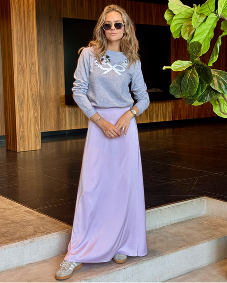 SILKY MAXI SKIRT LILAC