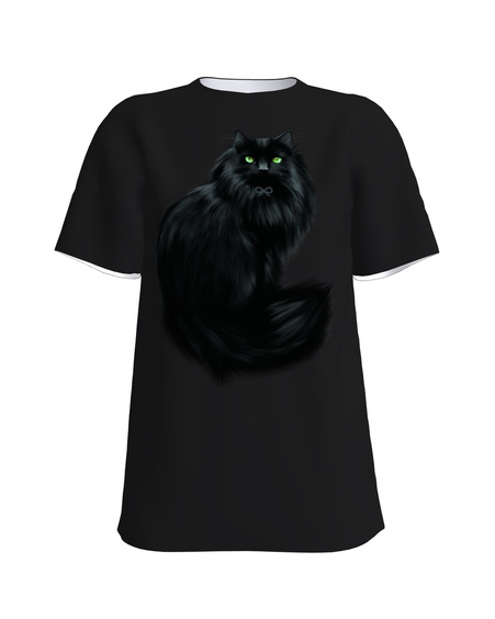 BLACK CAT WOMAN SLIM T-SHIRT BLACK