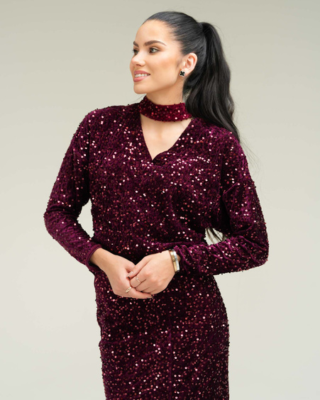 SEQUIN ENIGMA TOP BORDEAUX