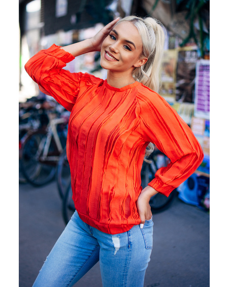 RUFFLE BLOUSE CHIFFON RED