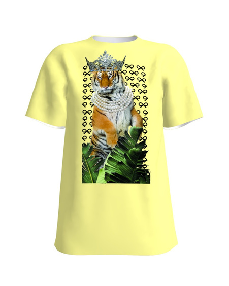 Tiger with crown WOMAN T-SHIRT SLIM YELLOW