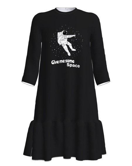 GIVE ME SOME SPACE FRILL DRESS BLACK