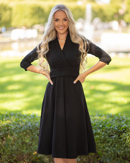 ELEGANT MIDI DRESS BLACK Krepp