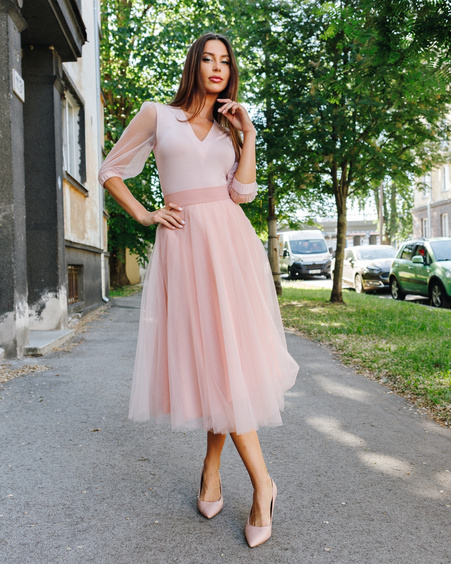 MESH SLEEVE BLOUSE PINK