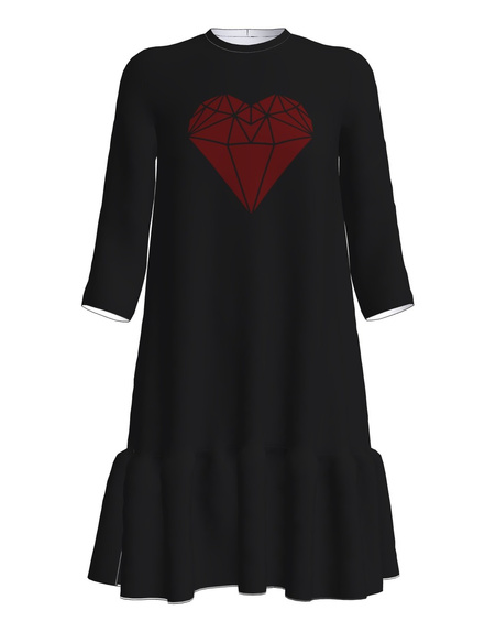 RED HEART FRILL DRESS BLACK