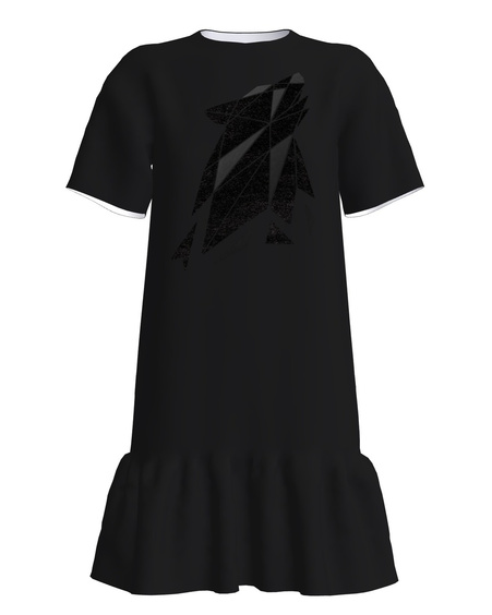WOLF DRESS WITH FRILL BLACK