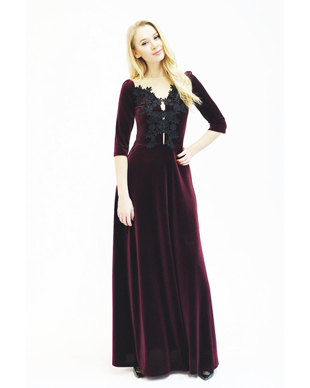 BEAUTY MAXI DRESS VELVET BORDEAUX