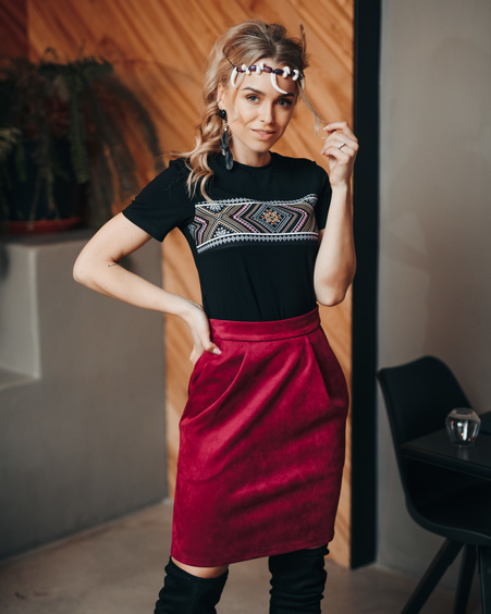 TULIP SKIRT SUEDE BORDEAUX