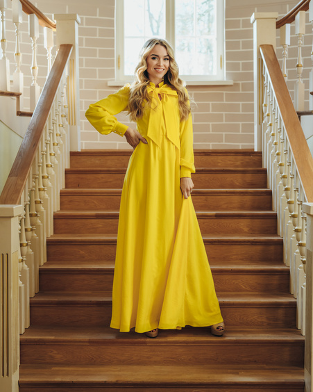 BIG BOW MAXI DRESS YELLOW