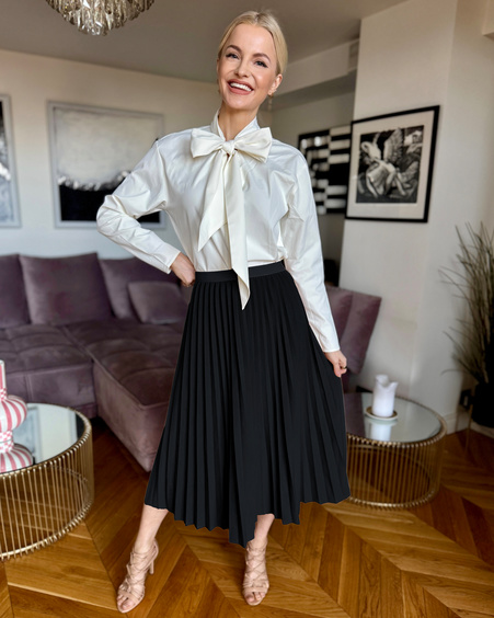 PLEATED MIDI SKIRT BLACK