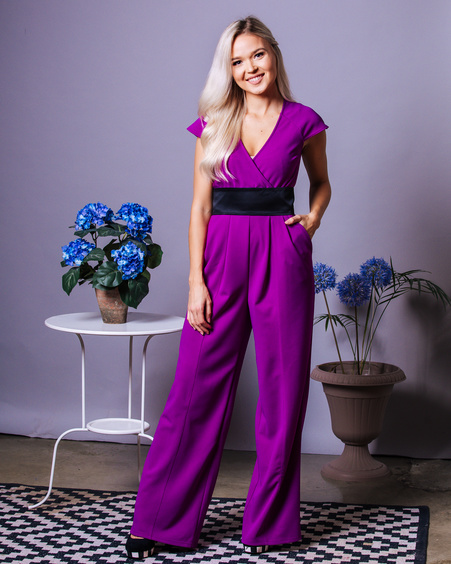 WRAP RAGLAN JUMPSUIT PURPLE