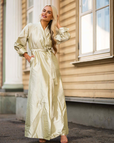 MOON MAXI SILK DRESS LIGHT GREEN