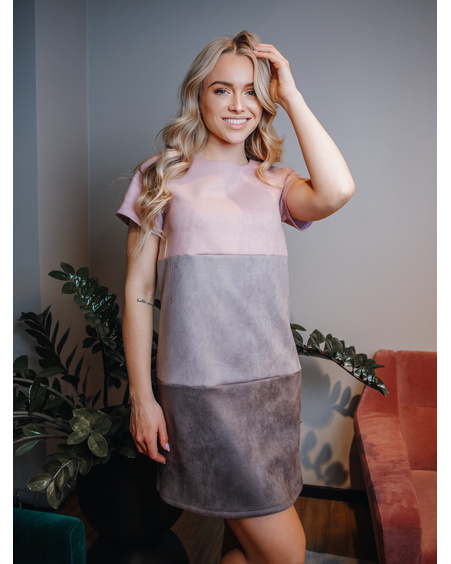 BLOCKS FREE DRESS PINK GREY