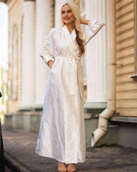 MOON MAXI SILK DRESS CREAM WHITE