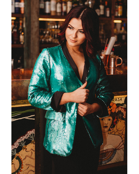 CHIC GREEN SEQUIN JACKET