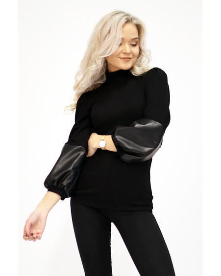 LEATHER ALICE PULLOVER BLACK