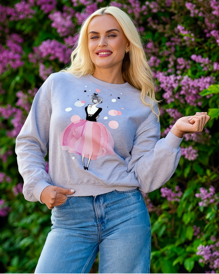 PINK GIRL SWEATSHIRT LIGHT GREY